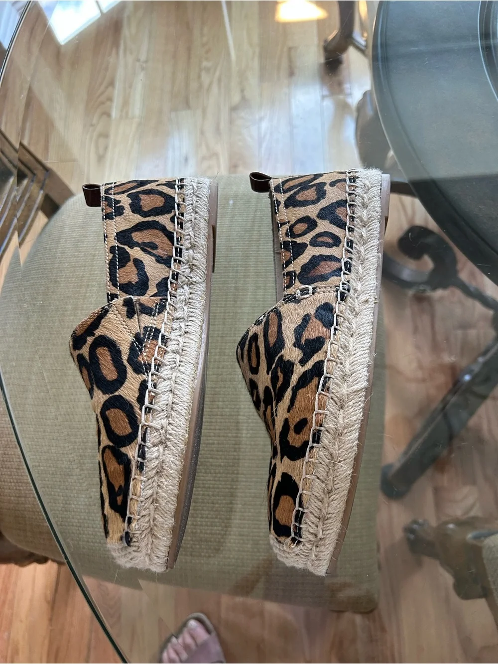 Sam Edelman Leopard Espadrille Slip-Ons   Size 6W like new worn once